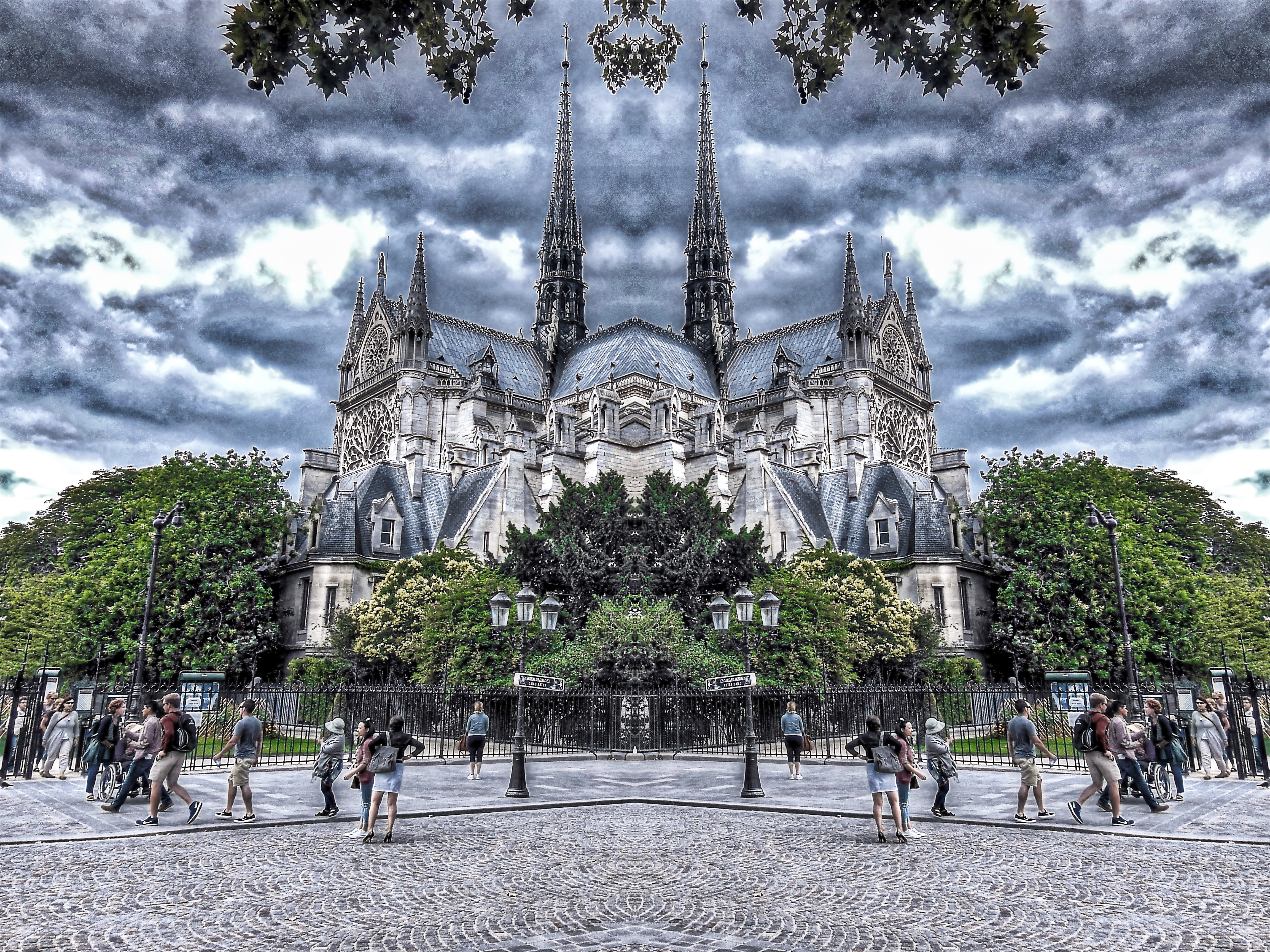 Notre Dame reflejada
